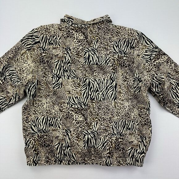 Koret Sport Bomber Jacket Women’s Medium Animal Print Leopard Zebra Track Zip - Picture 4 of 10